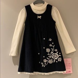 Navy Off-white Embroidered Jumper 2Pc Set